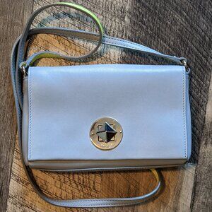 Kate Spade Turnlock Crossbody Bag Grey Yellow Leather Mini Purse